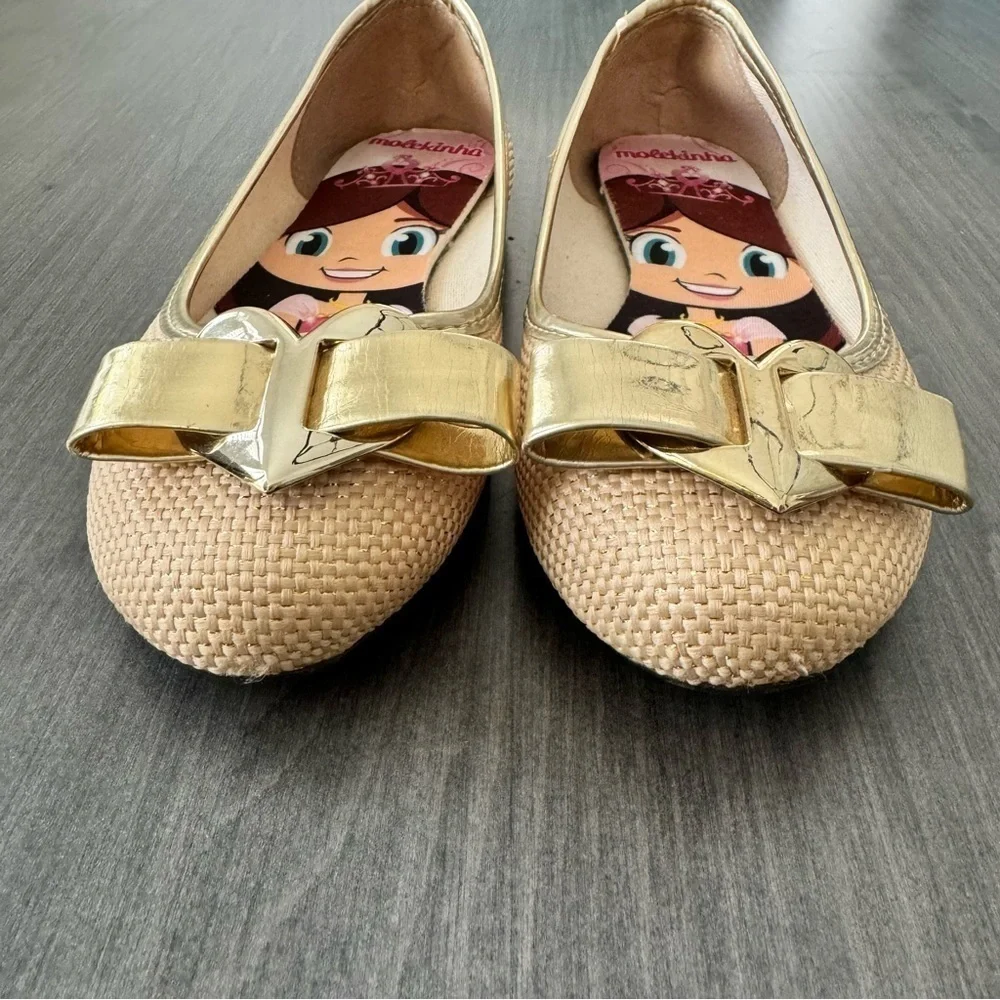 Malekinha Girls Golden bow ballerina flats shoes size 1